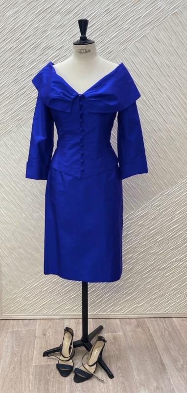 Ensemble en soie bleu saphir Paule Vasseur en outlet T42