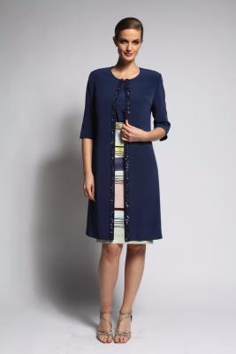 Tailleur robe manteau en crêpe Broderie main perlée LAROYA