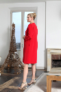 Manteau habillé en crêpe rouge bordure satin MONTANA