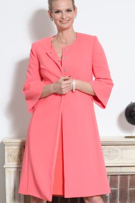 Long manteau habillé en crêpe corail PORTOFINO