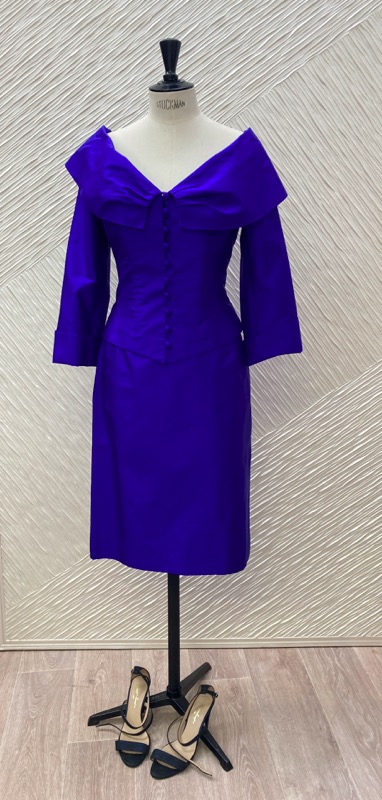 Ensemble en soie bleu saphir Paule Vasseur en outlet T42